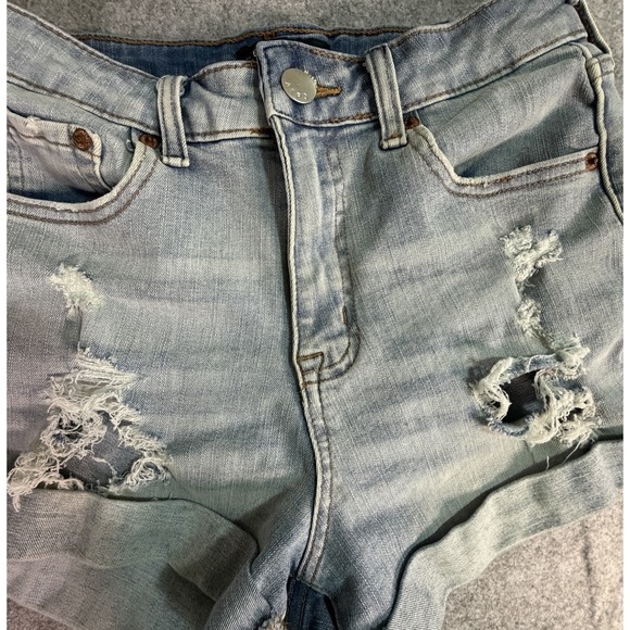 Aeropostale Pants - AEROPOSTALE HIGH RISE CURVY MIDI DISTRESSED DENIM SHORTS Size 6 Y2K 90s